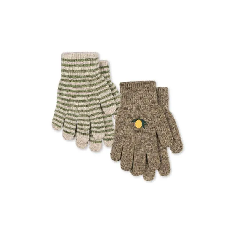 Konges Sløjd Filla Vanter - 2-pak - Lemon/Stripe