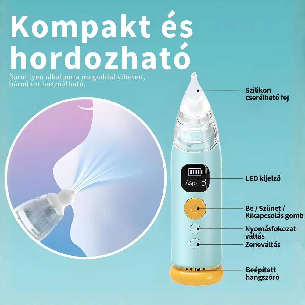 Punjač za električni usisivač nosa – 3 nastavka za usisavanje, glazba i LED svjetlo, vodootporan