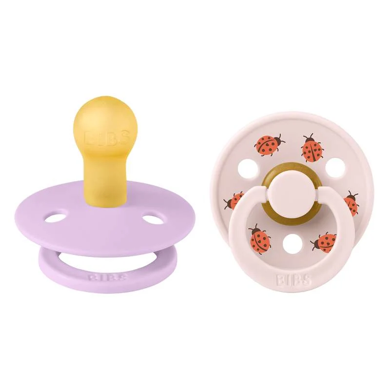 BIBS Rund Colour Sut - 2-Pak - Str. 1 - Naturgummi - Studio - Ladybug - Violet Sky Mix