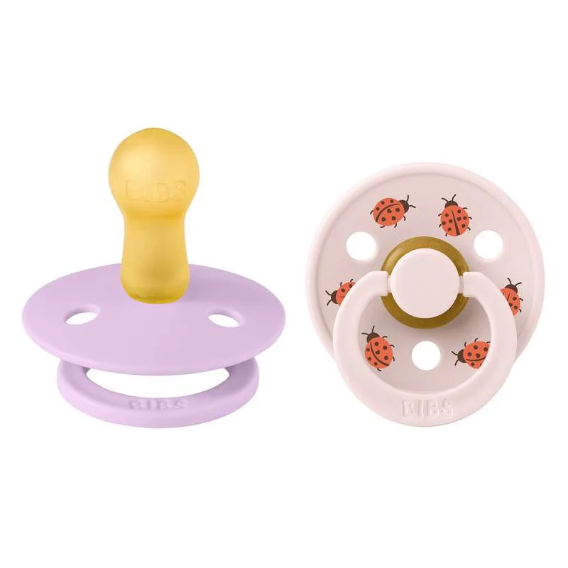 BIBS Rund Colour Sut - 2-Pak - Str. 2 - Naturgummi - Studio - Ladybug - Violet Sky Mix