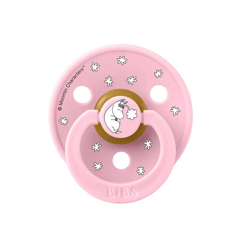 BIBS Rund Colour Sut - 2-Pak - Str. 2 - Naturgummi - Moomin - Dreaming - Baby Pink Mix