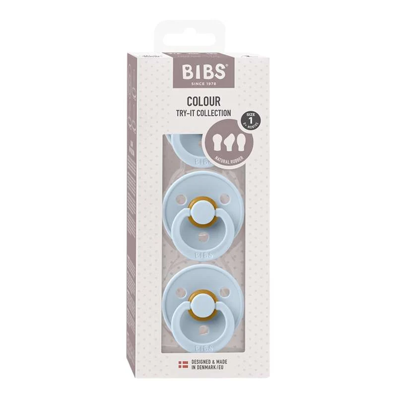 BIBS Try-It Collection - 3 Forskellige Sutter - Colour - Str. 1 - Baby Blue Boys & Girls