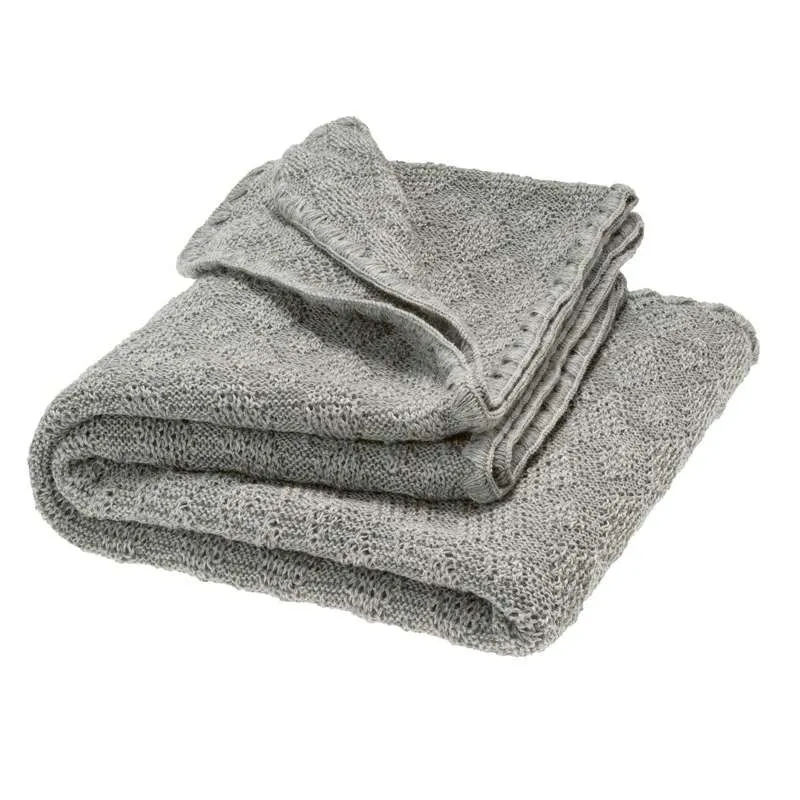 Disana Pleteni baby pokrivač - merino vuna - 80x100 cm. - Grå