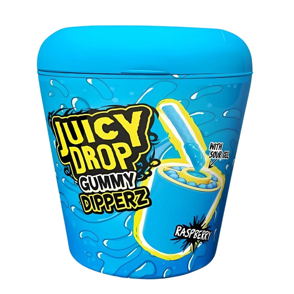 Bazooka Juicy Drop Gummy Dipperz Raspberry, gumeni bomboni i gel s okusom maline od 96g