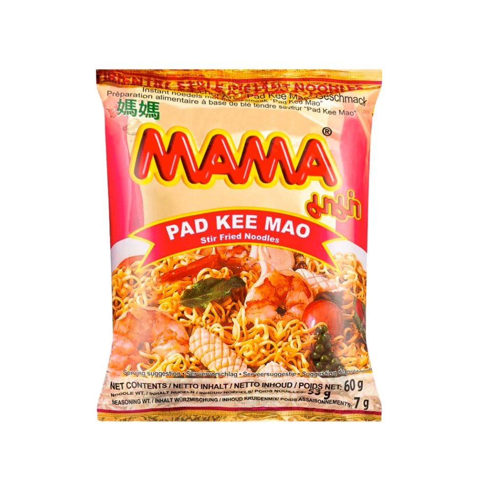 Mama Instant Noodles Pad Kee Mao Flavor, rezanci s okusom morskih plodova s bosiljkom od 60g