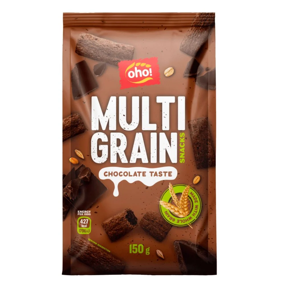 Oho! Multi Grain Snacks Chocolate Taste, snack integralni punjeni čokoladom od 150g