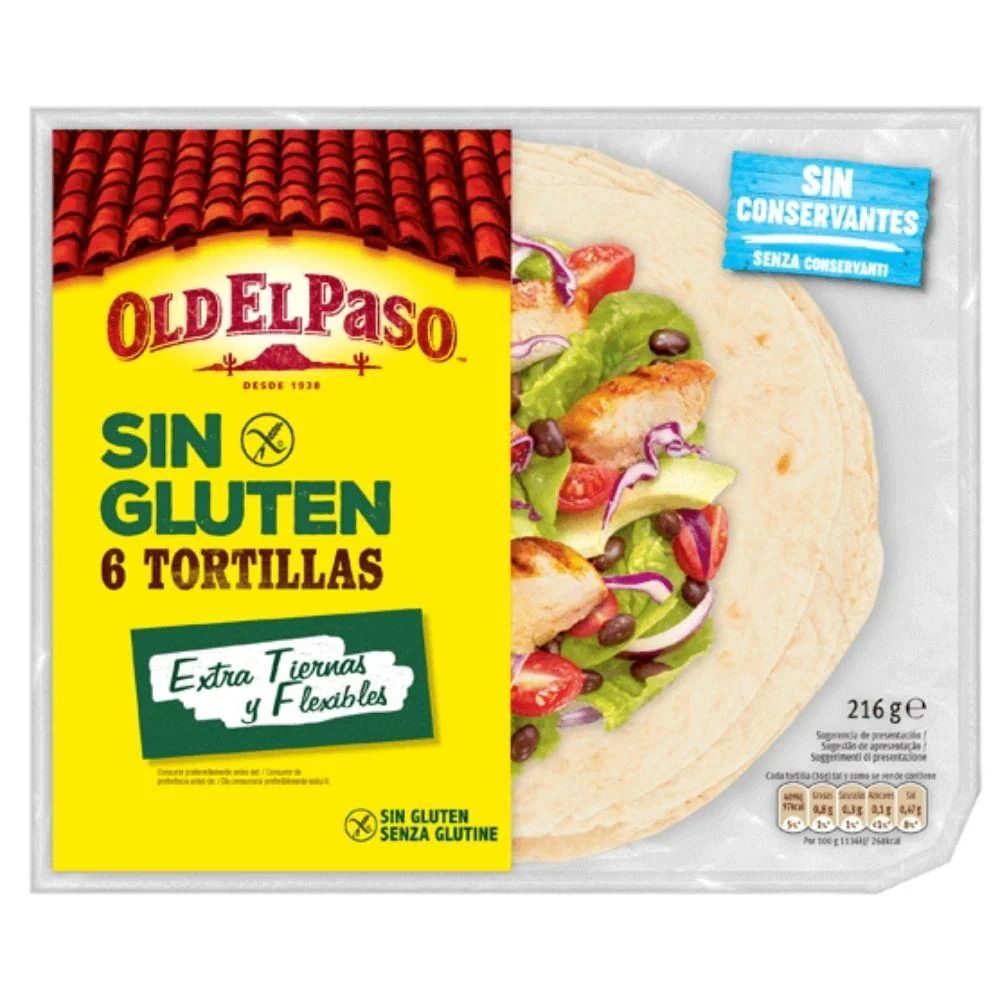 Old El Paso Tortillas Mexicanas Bez Glutena, 6 tortilja Bez glutena od 216g