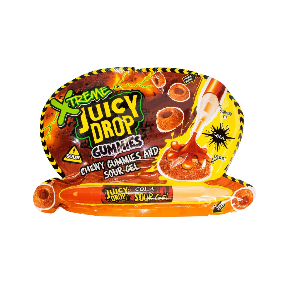 Xtreme Juicy Drop Gummies and Sour Gel Cola, gumeni bomboni s gelom s okusom cola od 57g