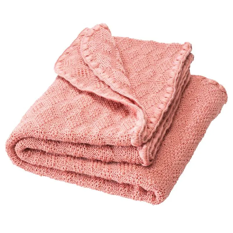 Disana Strikket Babytæppe - Merinould - 80x100 cm. - Gladak Pink