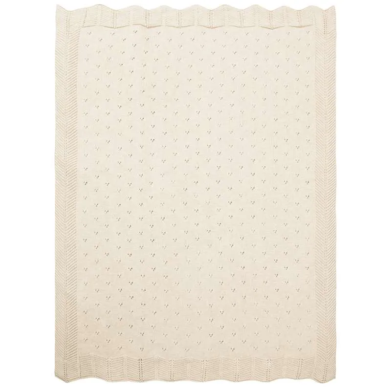 Oh'Naturel Strikket Babytæppe - Økologisk Bomuld - 80x100 cm. - Swan