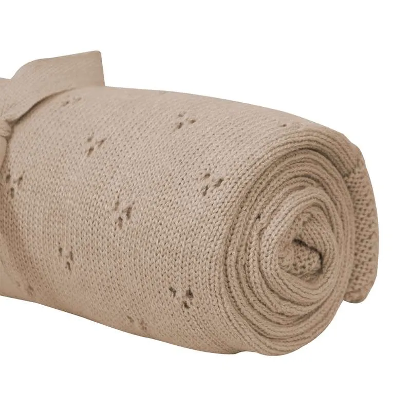 Oh'Naturel Strikket Babytæppe - Økologisk Bomuld - 80x100 cm. - Sand