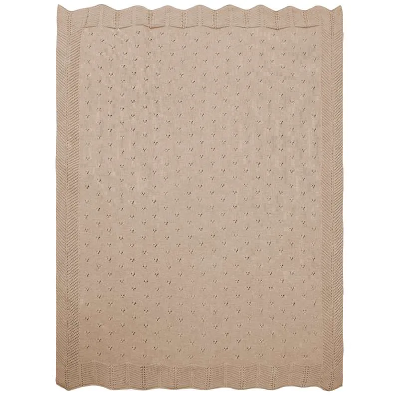 Oh'Naturel Strikket Babytæppe - Økologisk Bomuld - 80x100 cm. - Sand