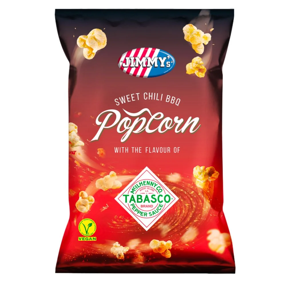 Jimmy's Tabasco Popcorn BBQ, kokice s okusom umaka za roštilj i tabasco od 90g