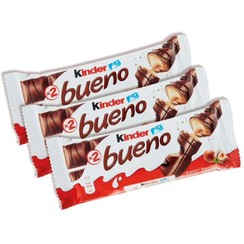 3x Kinder Bueno, vafli prekriveni čokoladom i punjeni kremom od lješnjaka od 43g