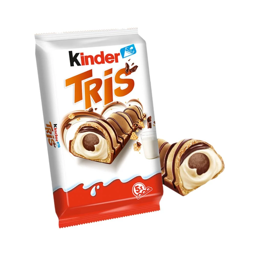Kinder Tris, pakiranje od 5 hrskavih napolitanki s mliječnom kremom i čokoladnim preljevom od 100 g