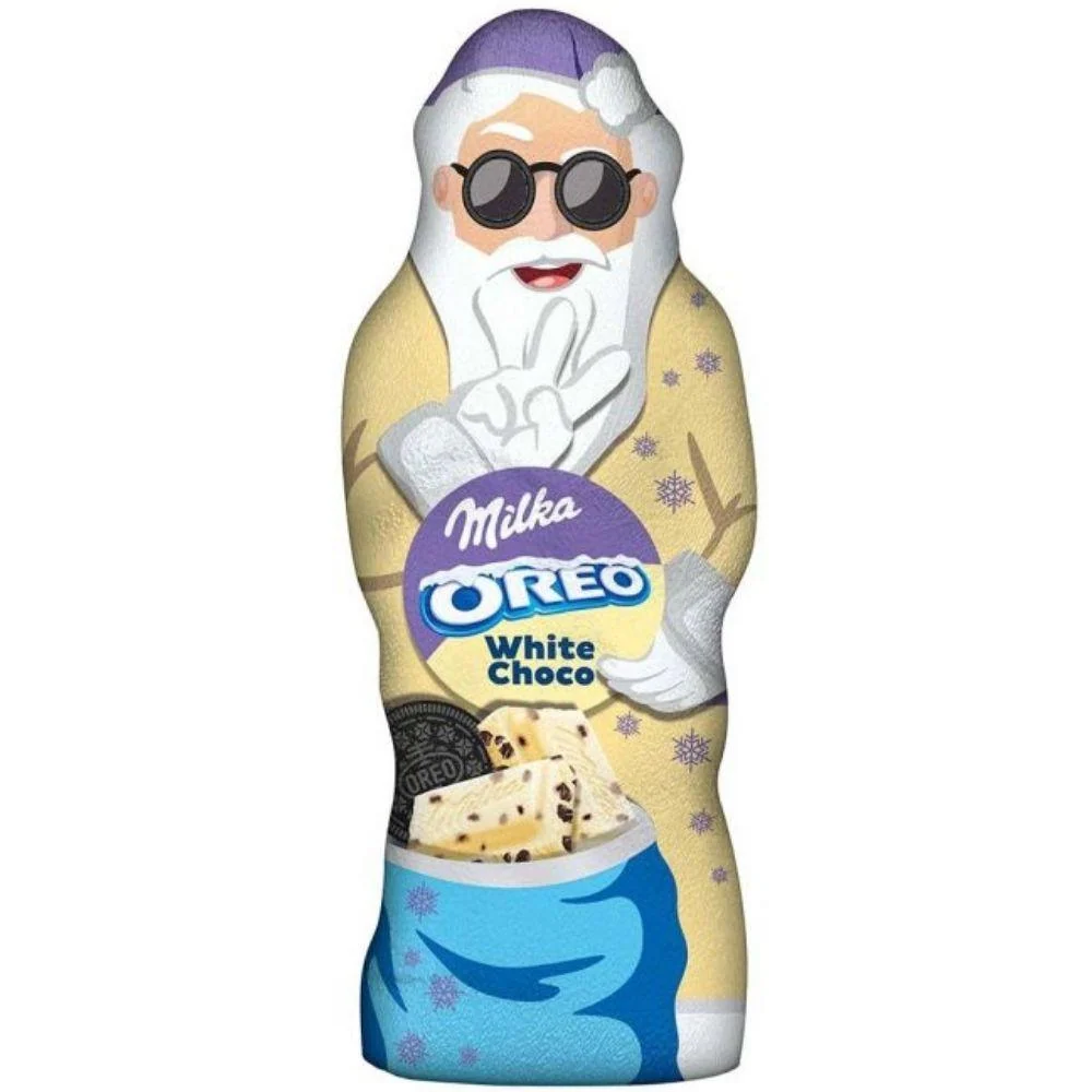 Milka Oreo White Choco, figurica Djeda Božićnjaka od bijele čokolade s komadićima Oreo od 100g