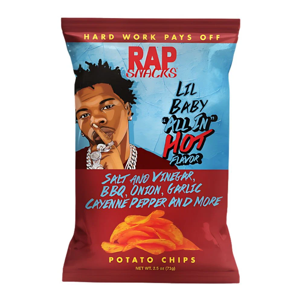 Rap Snacks Lil Baby Potato All Chips Hot, čips svi okusi i ljuti od 71g