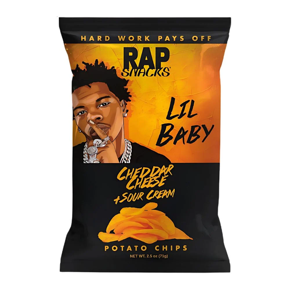 Rap Snacks Lil Baby Potato Chips, čips s okusom cheddar sira i kiselog vrhnja od 71g
