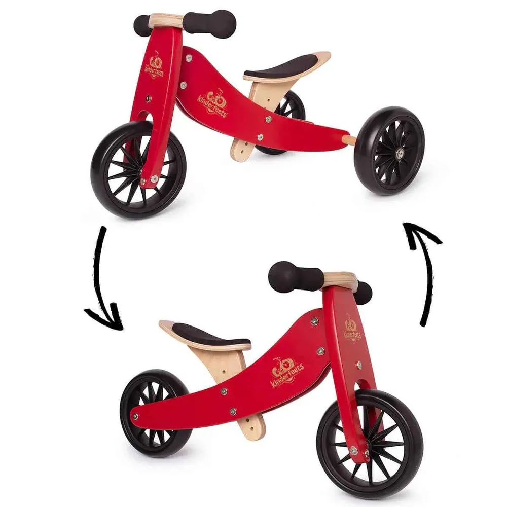 Kinderfeets® 2u1 Tricikl i bicikl bez pedala Tiny Tot Cherry Red