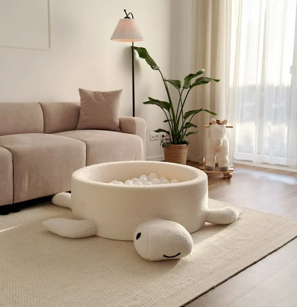 Bazen s Lopticama za Dijete - Kornjač | Loptice po izboru | Cheesecake Cream Beige | Boucle