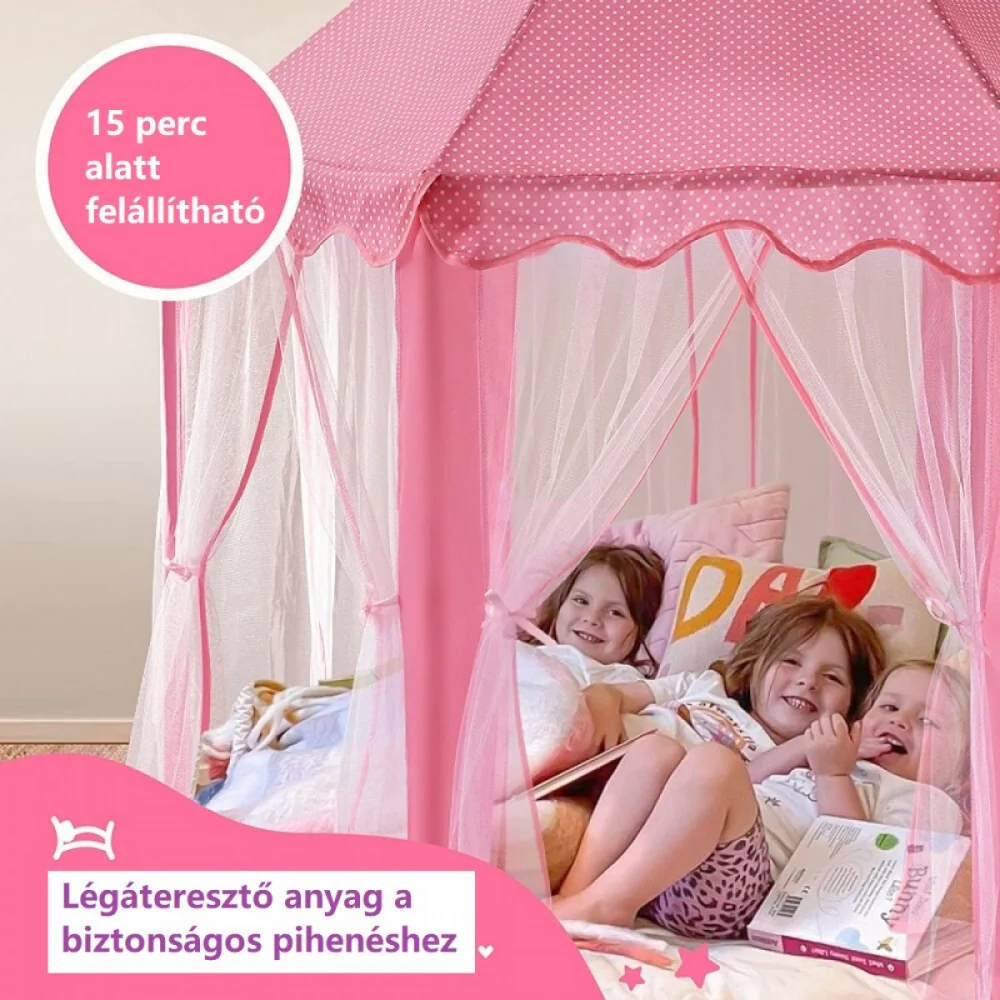 BDream Dječji šator, igraći šator za unutarnju i vanjsku upotrebu, princezino ružičasti 140 x 135 cm