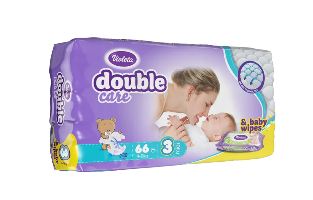 Violeta pelene DC AIR DRY MIDI-3 jumbo (4-9 kg., 66 kom) + gratis baby maramice