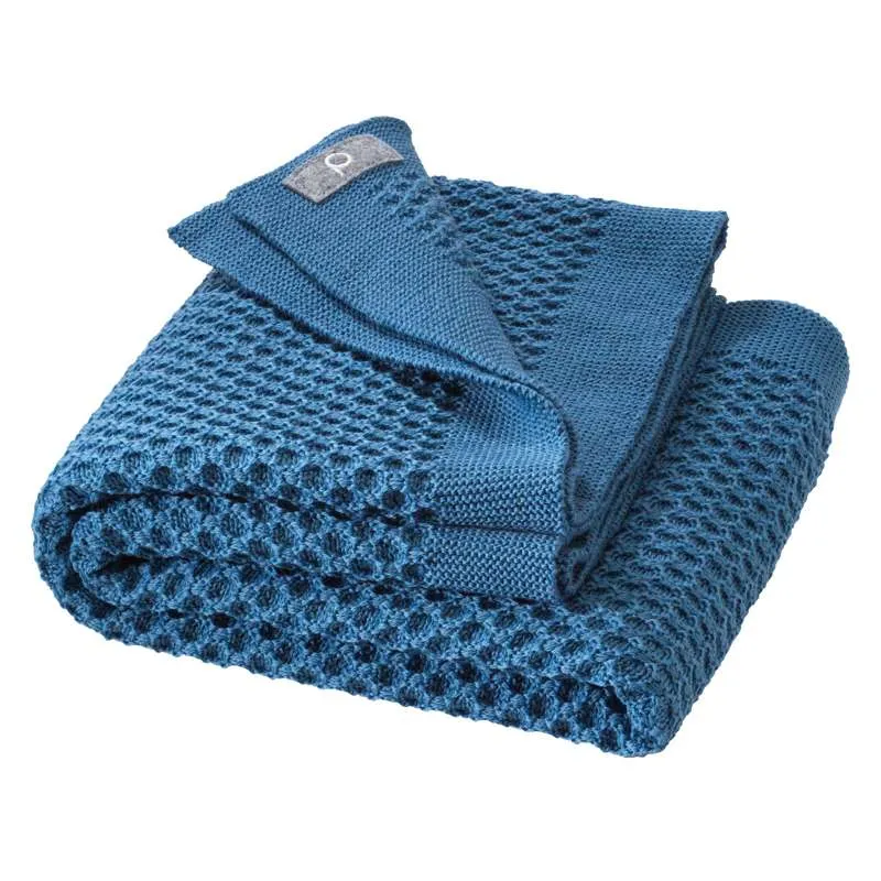 Disana Honeycomb dječji tepih - Merino vuna - 80x100 cm. - Svijetloplava