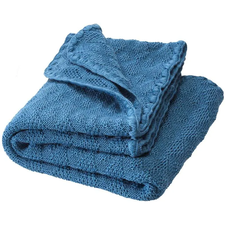 Disana Pletena bebać deka - Merino vuna - 80x100 cm. - Siva plava