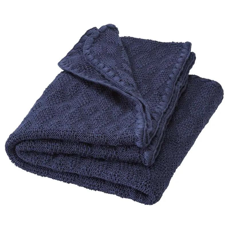 Disana Pleteni baby pokrivač - merino vuna - 80x100 cm. - indigo