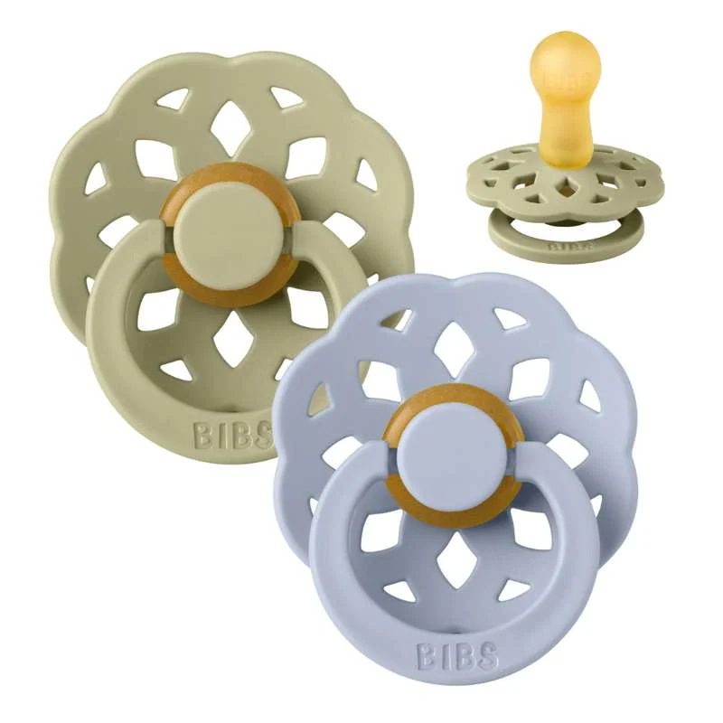 Bibs Boheme Duda - 2-Pak - vel. 2 - prirodni kaučuk - Khaki/Praškasto Plava