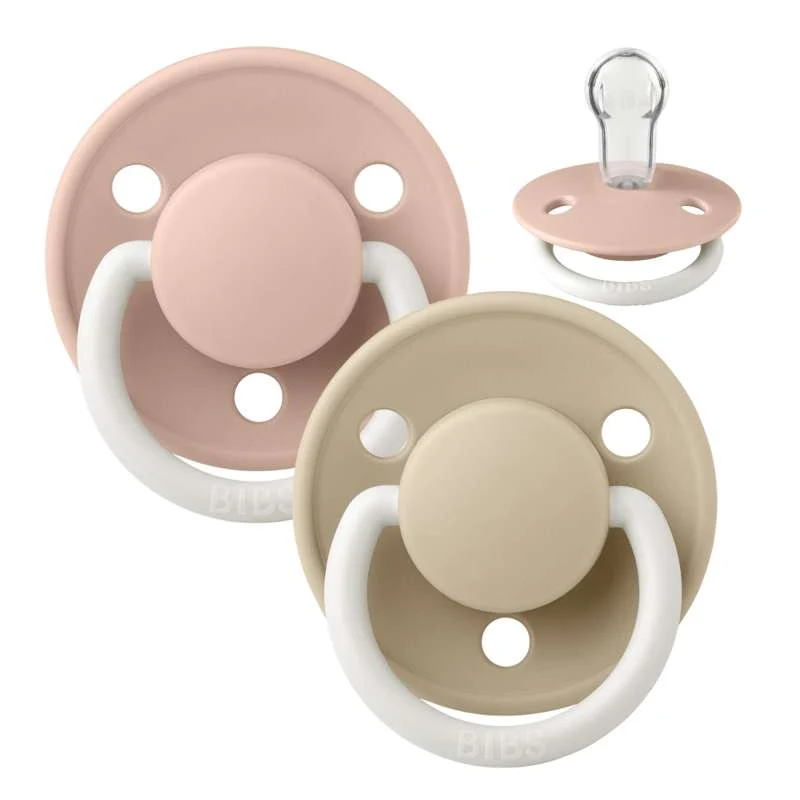 Bibs De Lux Duda - 2-Pak - Jedna veličina - Silikon - GLOW - Blush/Vanilija