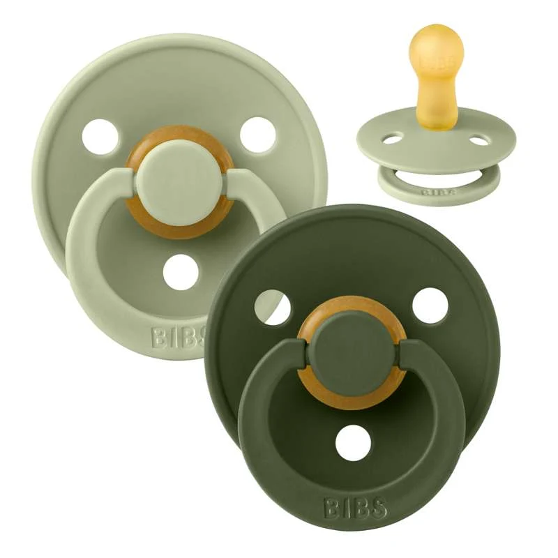 Bibs Okrugla Colour Duda - 2-Pak - vel. 1 - prirodni kaučuk - Siva/Lovac Zelena