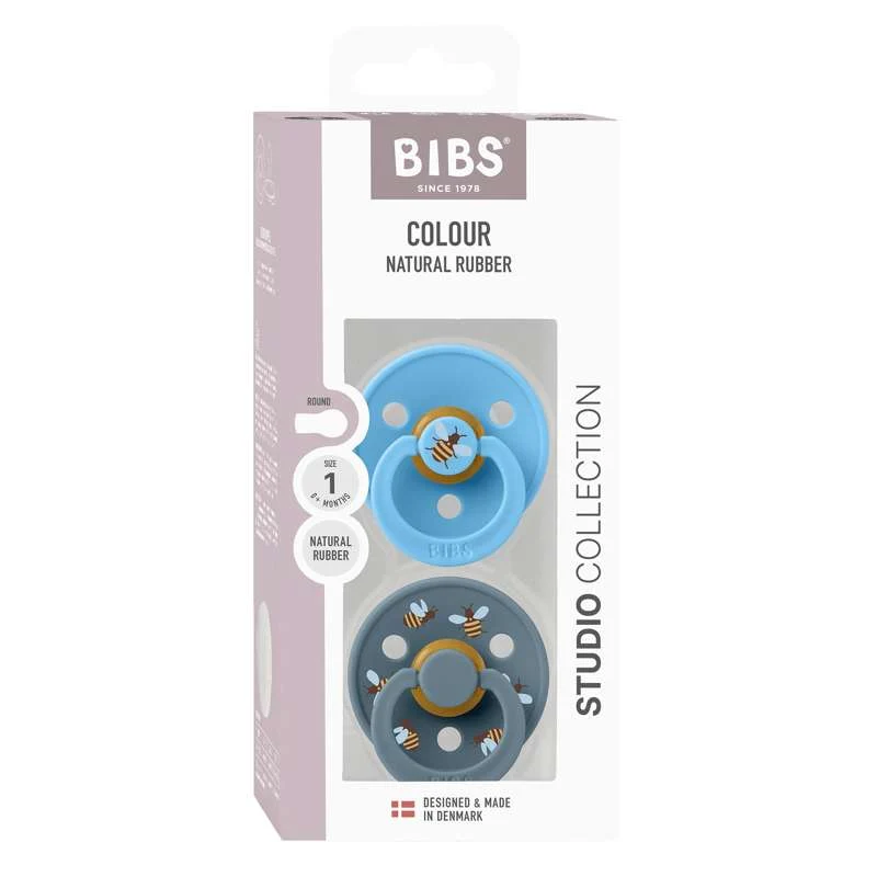 Bibs Okrugla Colour Duda - 2-Pak - vel. 1 - prirodni kaučuk - Studio - Bumblebee - Breeze Mix