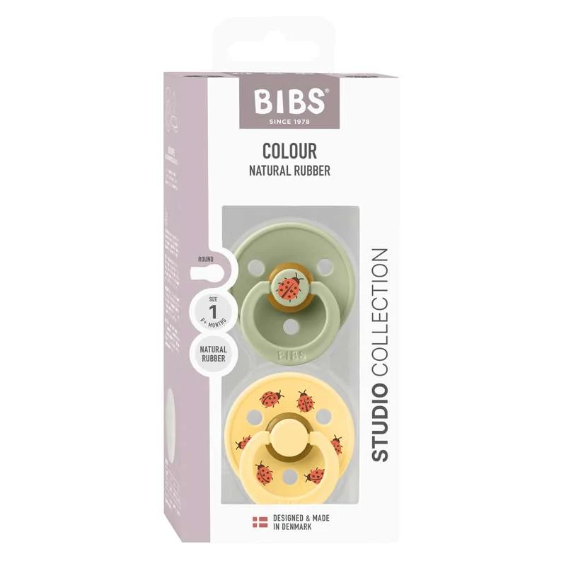 Bibs Okrugla Colour Duda - 2-Pak - vel. 1 - prirodni kaučuk - Studio - Ladybug - Sage Mix