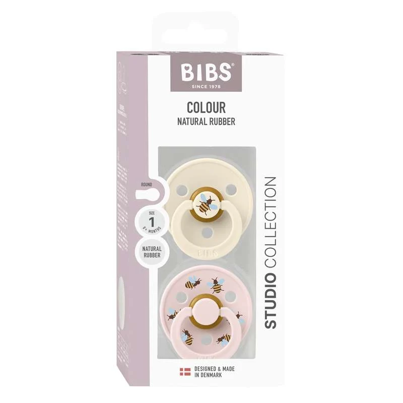 Bibs Okrugla Colour Duda - 2-Pak - vel. 1 - prirodni kaučuk - Studio - Bumblebee - Ivory Mix