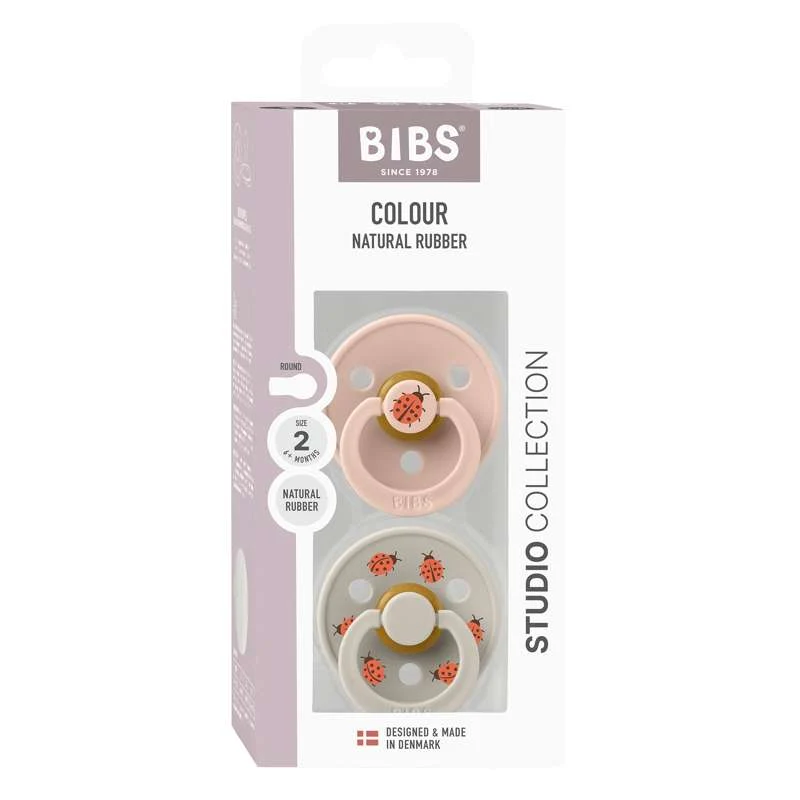 Bibs Okrugla Colour Duda - 2-Pak - vel. 2 - prirodni kaučuk - Studio - Ladybug - Blush Mix