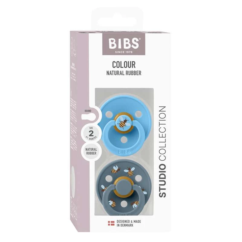 Bibs Okrugla Colour Duda - 2-Pak - vel. 2 - prirodni kaučuk - Studio - Bumblebee - Breeze Mix