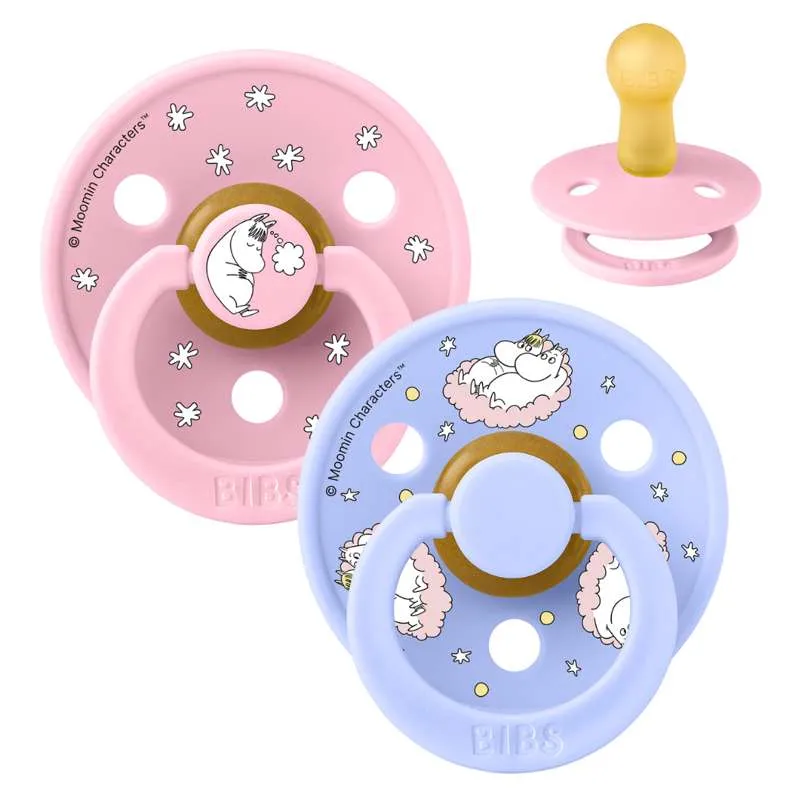 BIBS Rund Colour dudica - 2-Pak - vel. 2 - prirodni kaučuk - Moomin - Sanjajući - Baby Pink Mix