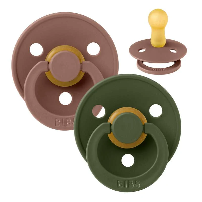 Bibs Okrugla Colour Duda - 2-Pak - vel. 2 - prirodni kaučuk - Woodchuck/Hunter Green