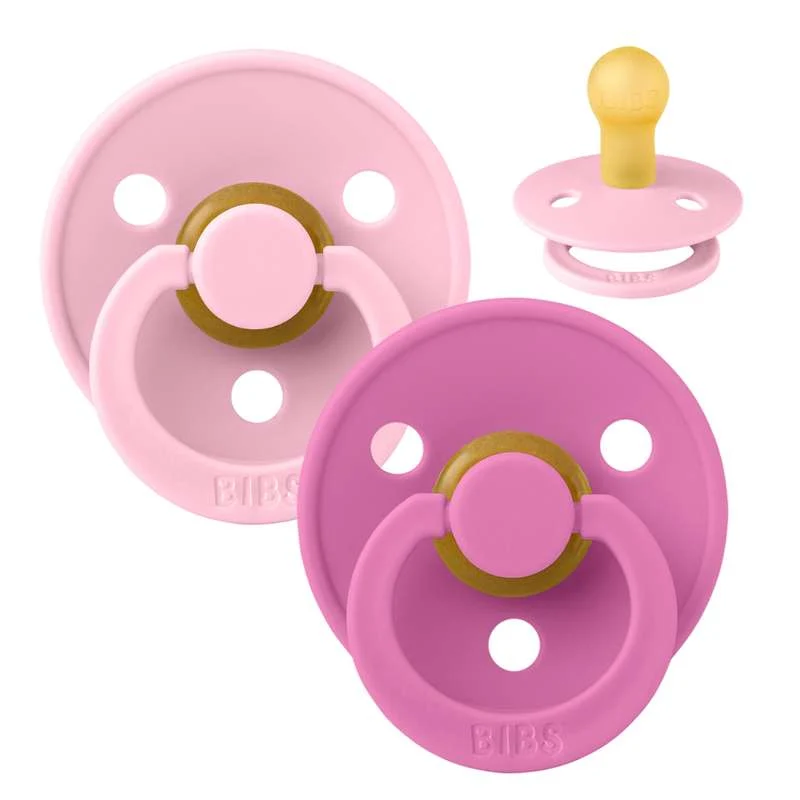 Bibs Okrugla Colour Duda - 2-Pak - vel. 1 - prirodni kaučuk - Baby Pink/Bubblegum