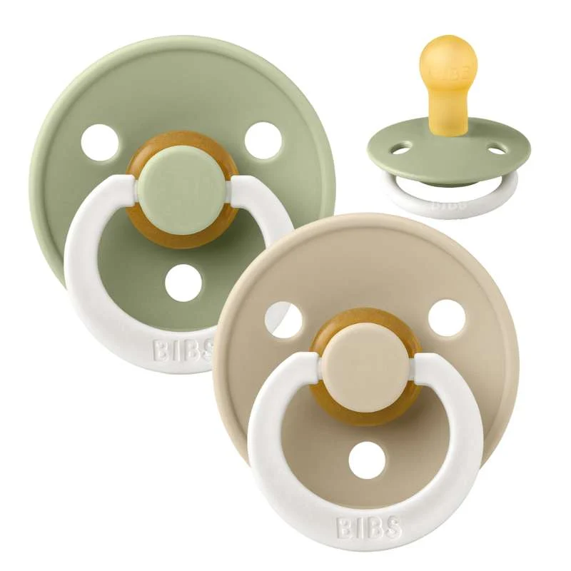 Bibs Okrugla Colour Duda - 2-Pak - vel. 1 - prirodni kaučuk - GLOW - Sages/Vanilija