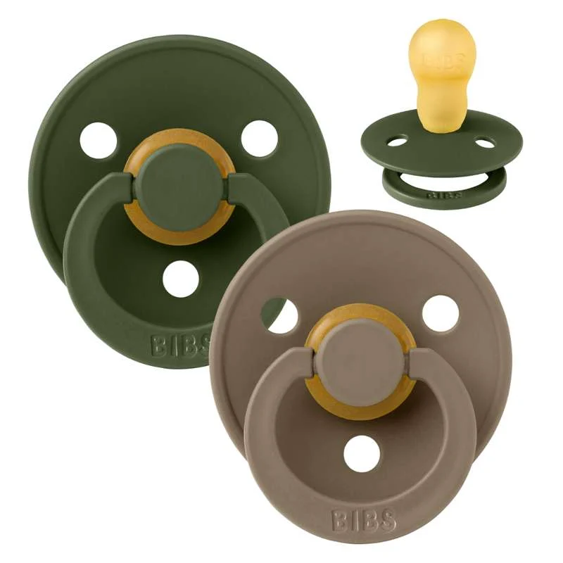 Bibs Okrugla Colour Duda - 2-Pak - vel. 3 - prirodni kaučuk - Lovac Zeleno/Tamni Hrast