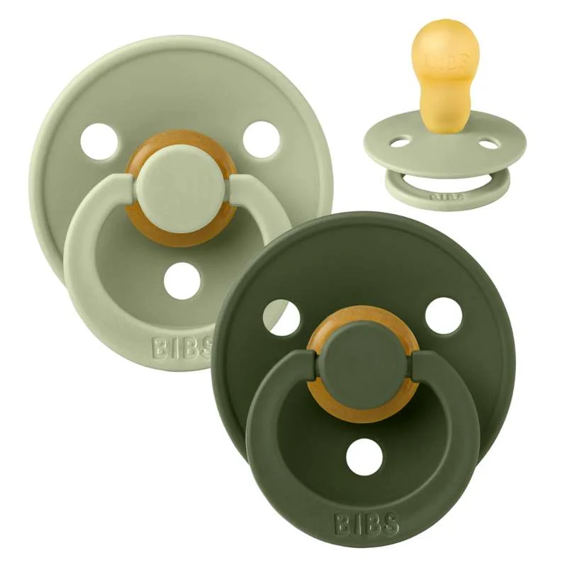Bibs Okrugla Colour Duda - 2-Pak - vel. 3 - prirodni kaučuk - Siva/Hunter zelena