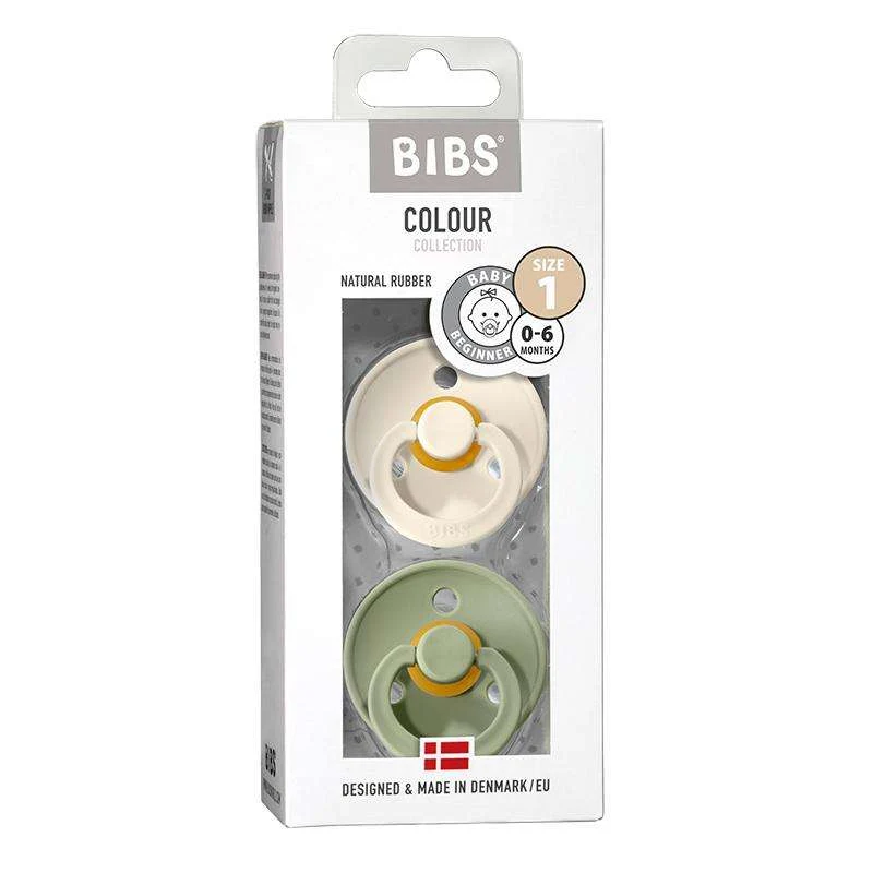 Bibs Okrugla Colour Duda - 2-Pak - vel. 1 - prirodni kaučuk - Slonovač/Sage