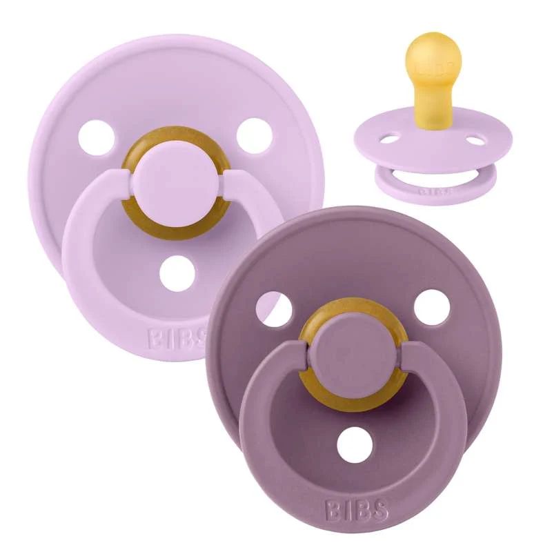 Bibs Okrugla Colour Duda - 2-Pak - vel. 1 - prirodni kaučuk - Ljubičasto nebo/Mauve