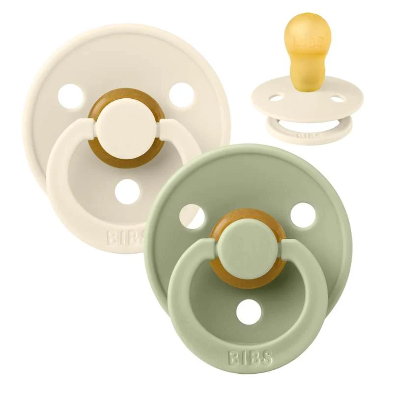 Bibs Okrugla Colour Duda - 2-Pak - vel. 3 - prirodni kaučuk - Slonovač/Sage