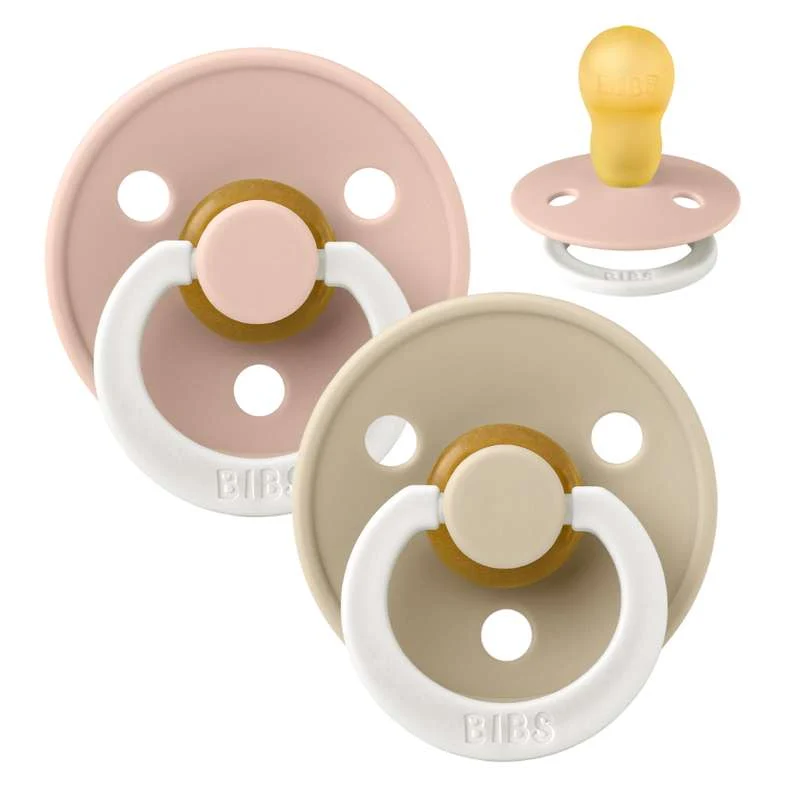 Bibs Okrugla Colour Duda - 2-Pak - vel. 3 - prirodni kaučuk - GLOW - Blush/Vanilija