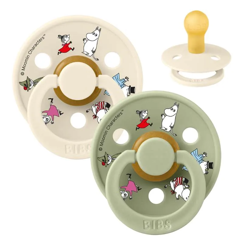 BIBS Rund Colour dudica - 2-Pak - vel. 1 - prirodni kaučuk - Moomin - Prijatelji - Ivory Mix