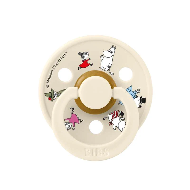 BIBS Rund Colour dudica - 2-Pak - vel. 1 - prirodni kaučuk - Moomin - Prijatelji - Ivory Mix
