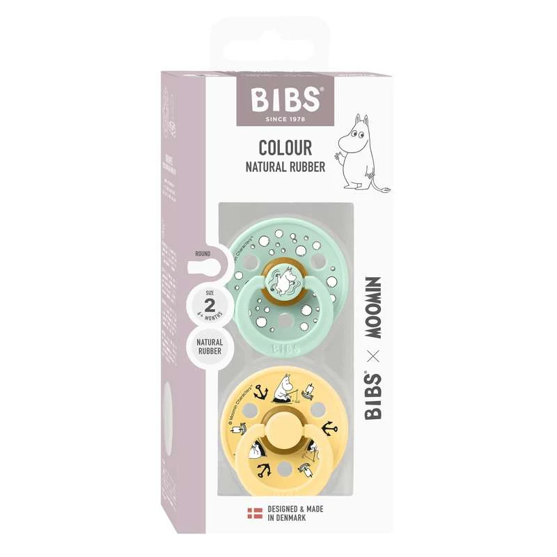 BIBS Rund Colour dudica - 2-Pak - vel. 2 - prirodni kaučuk - Moomin - Plovidba - Nordijski Menta Mix